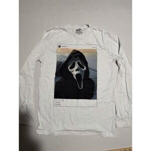 Ghostface Scary Selfie Halloween Soft Tee White LS‎ T-Shirt Size Small #551